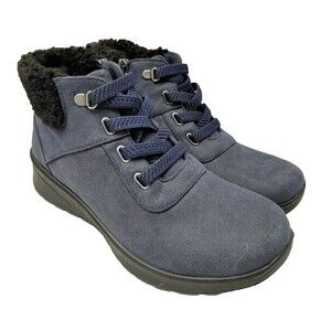 BZees Garner Shearl Navy Woman’s Size 8W Ankle Boots